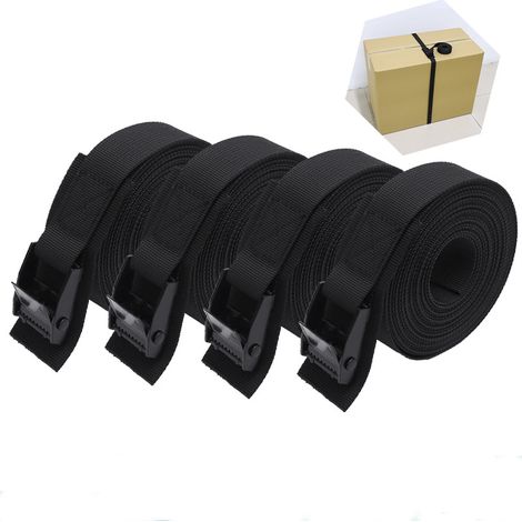 Bravix 4pcs，sangle D'Arrimage Courte, Rembourrée，25cm, 1m，boucle De Serrage，noir