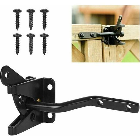 Bravix Serrure De Porte Automatique Noire, Serrure De Jardin Automatique, Loquet Avec 6 Vis Pour Terrasse/jardin/portail