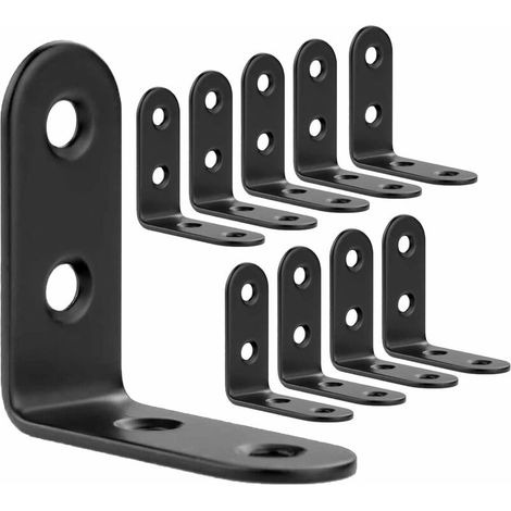 30 Pièces Supports De Fixation Noirs En Acier Laminé À Froid 40x40 Mm, Renforts D'Angle En Métal Pour La Fixation Et La Réparation De Meubles, Joints Renforcés, Noirs