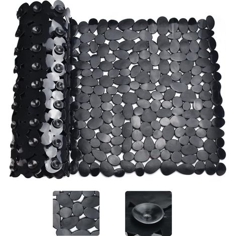 Bravix Tapis De Douche Antidérapant Noir Rectangle Tapis De Baignoire Antidérapant Anti Moisissure Tapis De Bain Antidérapant Pour Baignoire Tapis De Douche Ventouse Pour Salle De Bain, 88 40cm