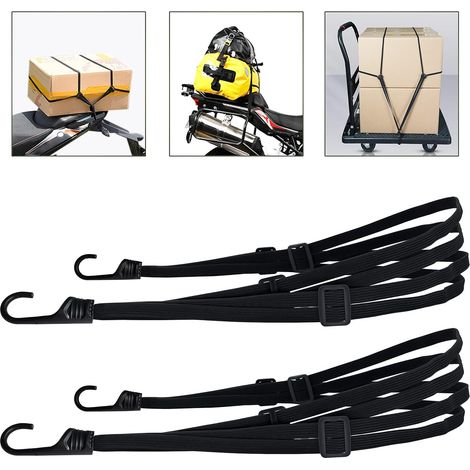 2 Pièces Tendeurs Elastique Avec Crochets, Étendeur Vélo, Sangle Élastique Moto, Sangle Bagage, Sangle De Casque, Tendeurs Elastique Noir, Sangle Moto Etc (90 Cm, 2 Pièces)