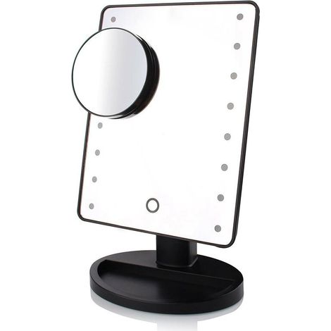 Miroir Lumineux, Miroir Maquillage Led Grossissant 10x, Miroir Led, Recharge Usb Et Batterie, Miroir De Maquillage À 360 °, Miroir Grossissant Lumineux Pour Le Maquillage, Le Rasage，noir
