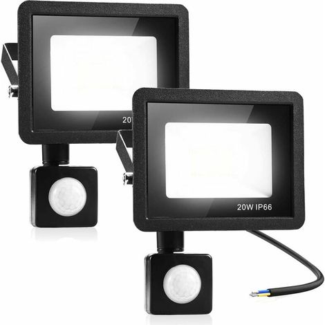 Bravix 2 Pcs Lampe De Sécurité 20w Avec Détecteur De Mouvement Pir, Projecteur À Led Intelligent, Lumières Exterieur 1600 Lumens 3000k Blanc Chaud, Spot Led Extérieur Étanche Ip66 Pour Jardin, Garage，