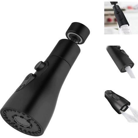 Embout Robinet Cuisine Rotatif 3 Modes Douchette Evier Cuisine Robinet Avec Adaptateur Tête Douchette Evier Cuisine Pour Fm22 Robinet,embout Robinet Cuisine (noir)