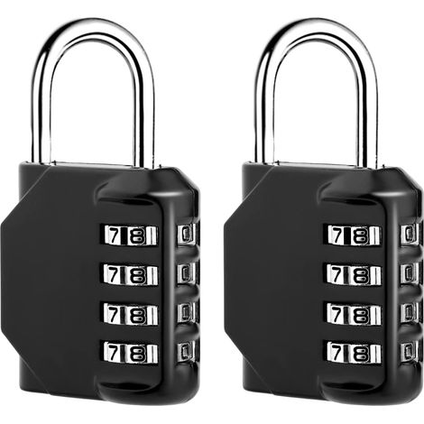 Bravix 2 Pcs Cadenas Code 4 Chiffres, Alliage De Zinc Cadenas À Code Étanche, Antirouille Cadenas Casier Code Pour Placard Gym Garage Boîte À Outils (noir)
