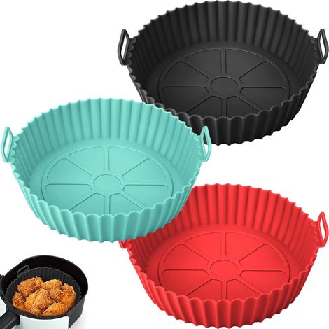 3 Pcs Moule Silicone, 20cm Accessoires Pour Friteuse À Air Comprimé De 3 À 5 Litres, Pour Ninja Foodi Max Cosori Moulinex Tefal Micro-ondes, Four