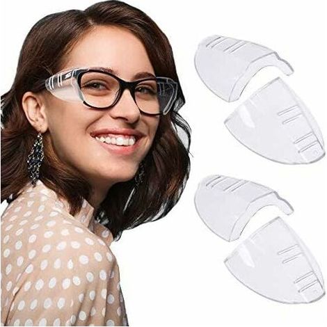 Bravix Lot De 2 Paires De Protections Latérales Transparentes Pour Lunettes De Sécurité Latérales Protection Latérale Universelle Pour Lunettes De Petite Et Moyenne Taille