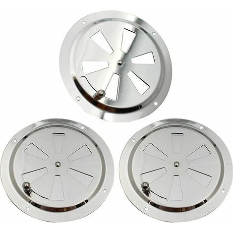 Bravix 3 Pièces Grille De Ventilation Ronde, Rosette De Ventilation En Acier Inoxydable Grille D'Aération 125 Mm, Ouverture D'Aération Réglable Ventilateur À Branchies, Pour Fumeurs, Camping-cars