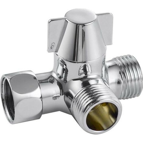 Bravix Inverseur À 3 Voies Commutateur De Vanne Pour Douche, Douchette Et Douche De Tête Bras De Douche Inverseur 3 Voies Laiton Massif, Chrome Poli，argent, Une Pièce，