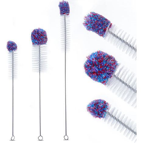 Bravix Nettoyeur Bouteille Nettoyage Pour Bouteilles Tube Brosse De Nettoyage Brosse Bouteille Goupillon Nettoyage Ecouvillon Convient Aux Bouteilles, Bouteilles, Tubes À Essai, Violet & 3 Pièces