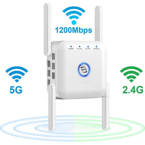 Bravix Ac24 Double Bande Répéteur Amplificateur De Signal Wifi 1200m Sans Fil À Travers Le Routeur Mural Répéteur Wifi (blanc)