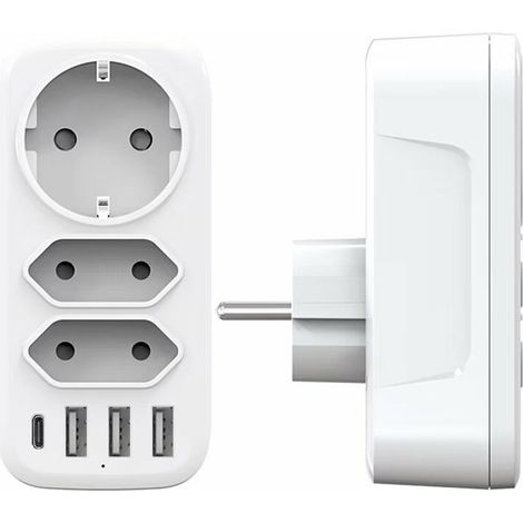 Bravix Prise Multiple Usb, Multiprise Murale 3 Prises Et 3 Ports Usb 3a, Chargeur Usb Multiple 6 En 1 4000w, Multiprise Usb Pour La Maison Le Bureau Les Voyages Compatible Avec Phone, Portable,