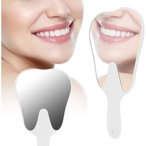 Bravix Miroir Dentaire, Miroir Buccal Miroir D'Inspection Dentaire En Forme De Dent Portable Mignonne Miroir Dentaire Miroir À Main Accessoire Dentaire Avce Poignée En Plastique - (blanche)
