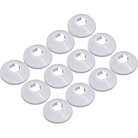Bravix 12 Pcs Cache Tuyau, Cache Tuyau Plomberie Collier Radiateur, Manchon Radiateur Pour Tuyau Rosace Ronde Blanche Diamètre De 15 Mm (blanc)