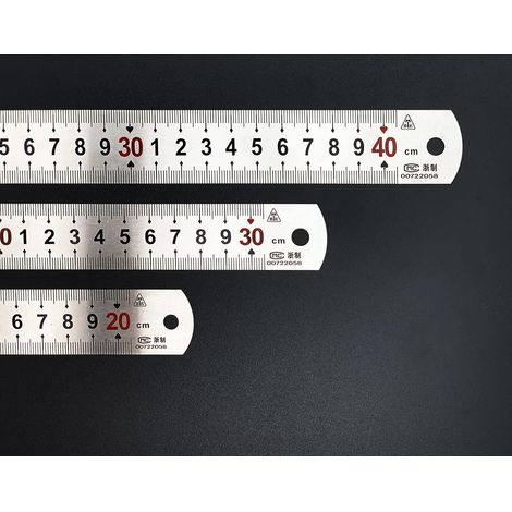 Lot De 3 Acier Inoxydable Règle 40cm, 30cm, 20cm, Règle Inox Avec Métrique Et Impérial Double Face Pour La Menuiserie Et Le Maquettisme, La Peindre Et La Mesure