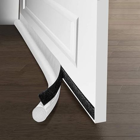 Bas De Porte, Boudin De Porte Anti Froid Unilatéral Avec Joint Auto-adhésif, 0.95m Isolant Porte Contre Bruit Insectes Pour Les Fissures Et Les Espaces (blanc)