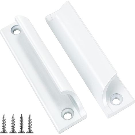 2 Pièce Poignee De Porte Exterieur- Poignée Porte Coulissante, Invisible De Poignee De Meuble Intérieure, Entraxe 90mm (blanc)