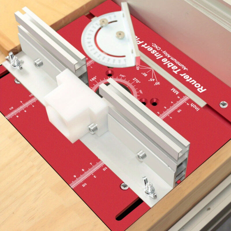 Frästisch-einlegeplatte Mit Gehrungsanschlag, Aus Aluminiumlegierung, Für Werkbank, Klappbarer Frästisch, Rote Skala In Millimetern Und Zoll