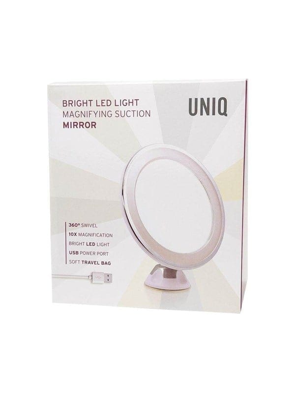 UNIQ Round Mirror with LED Light and suction cup x10 magnification