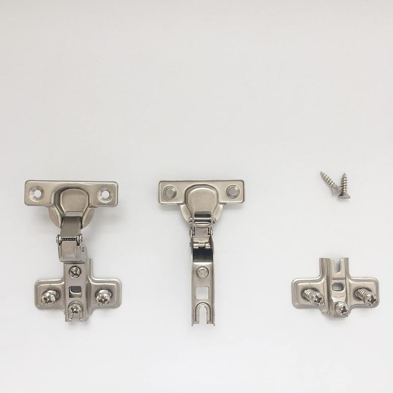 Set Mit 8 Qihuang 105°-hydraulikscharnieren, Vernickelter Stahl, Soft-close, Verstellbar, Vollflächig Für Küchentüren