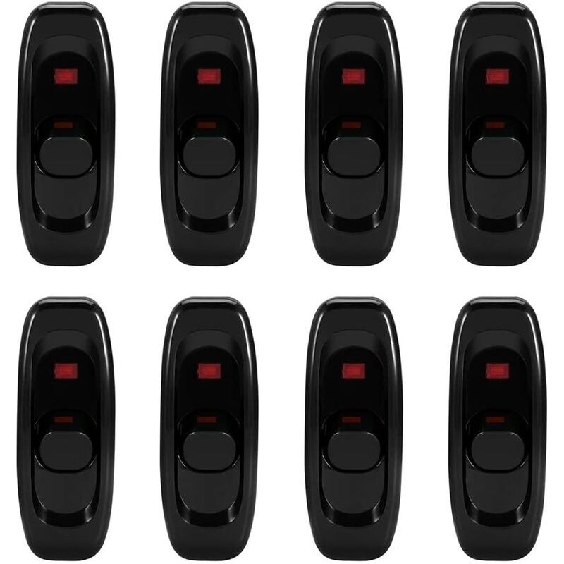 Royaluxe - Inline-kabelschalter, 8 Stück Inline-schalter, Wippschalter, Für Nachttischlampe, Schreibtischlampe, Netzkabel (250v 10a)