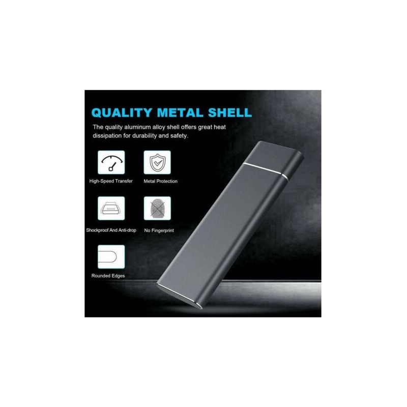 Externe 2-tb-ssd-festplatte – High-speed-usb 3.0 – Stoßfestes Aluminiumgehäuse – Ultraschlank Und Tragbar