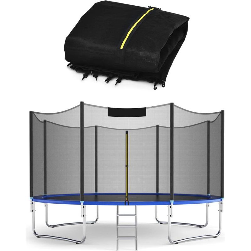 Sicherheitsnetz Für 305-cm-trampolin, 6-stangen-trampolinnetz, Uv-beständig, Doppelreißverschluss, Verstärkter Außenrand, Schwarz