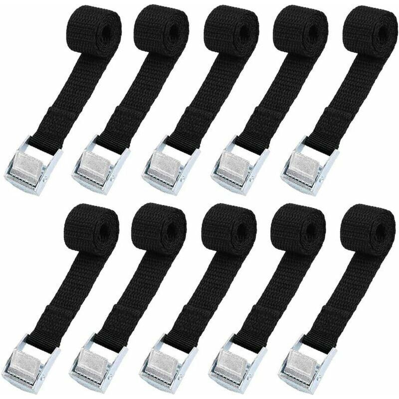 10-teiliges Spanngurt-set (239 Cm) Für Motorrad-/auto-/fahrradträger, Maximale Traglast 500 Kg – Schwarz