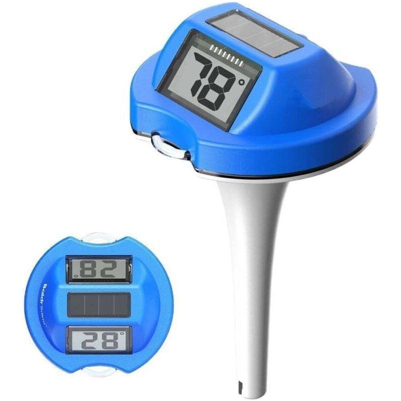Schwimmendes Poolthermometer Mit Ip68-wasserschutz, Dunkelblau Mit Dualer Digitalanzeige, Solarbetrieben Und Gut Ablesbar.
