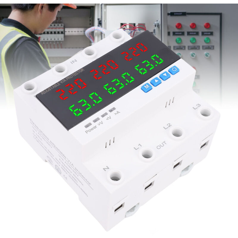 63a 4p Dreiphasen-automatik-umschalter Mit Überstrom-, Überspannungs- Und Unterspannungsschutz, Einstellbarem Leistungsschalter Und Led-anzeige Für Generator/wechselrichter