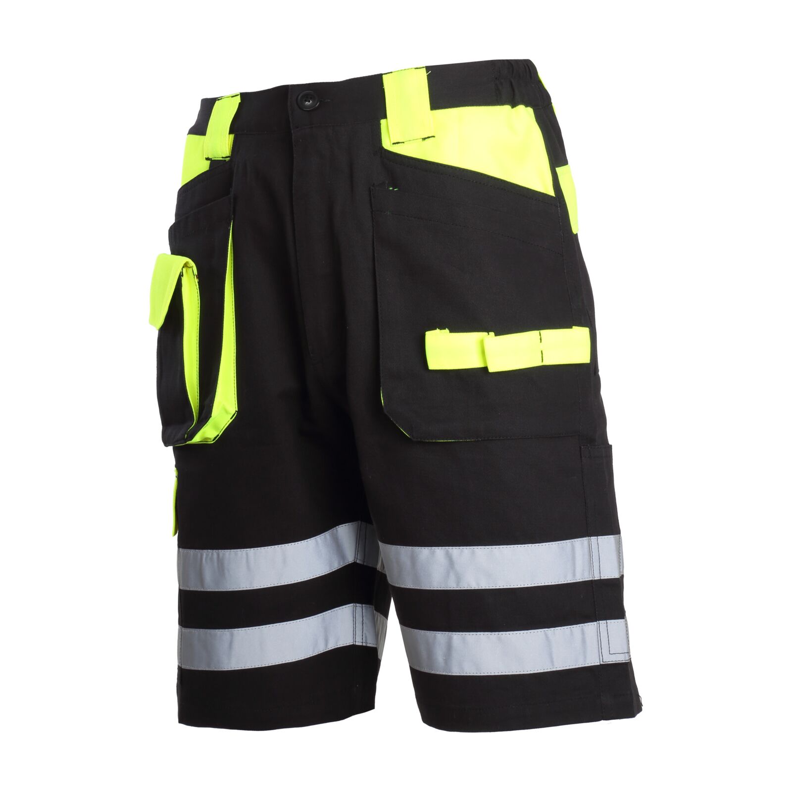 Schwarz-gelbe Shorts, 100 % Baumwolle, Reflektierend, Größe Xl, Ce-zertifiziert, Lahti