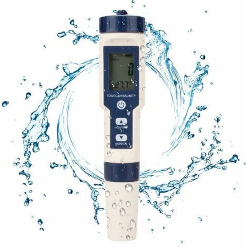 5-in-1 Multifunktions-digitalwassertester: Tds/ec/salzgehalt/ph-wert/temperatur Für Trinkwasser, Schwimmbäder, Aquarien, Fischbecken Und Hydrokultur