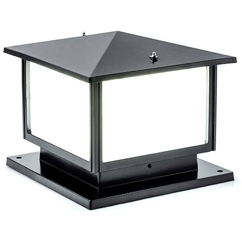 Außen-tor-säulenleuchte, Terrassenleuchte, E27 Wasserdichte Rustikale Stehleuchte, Aluminium-dekoration, Gartenbeleuchtung Mit Sockelplatte, Schwarz