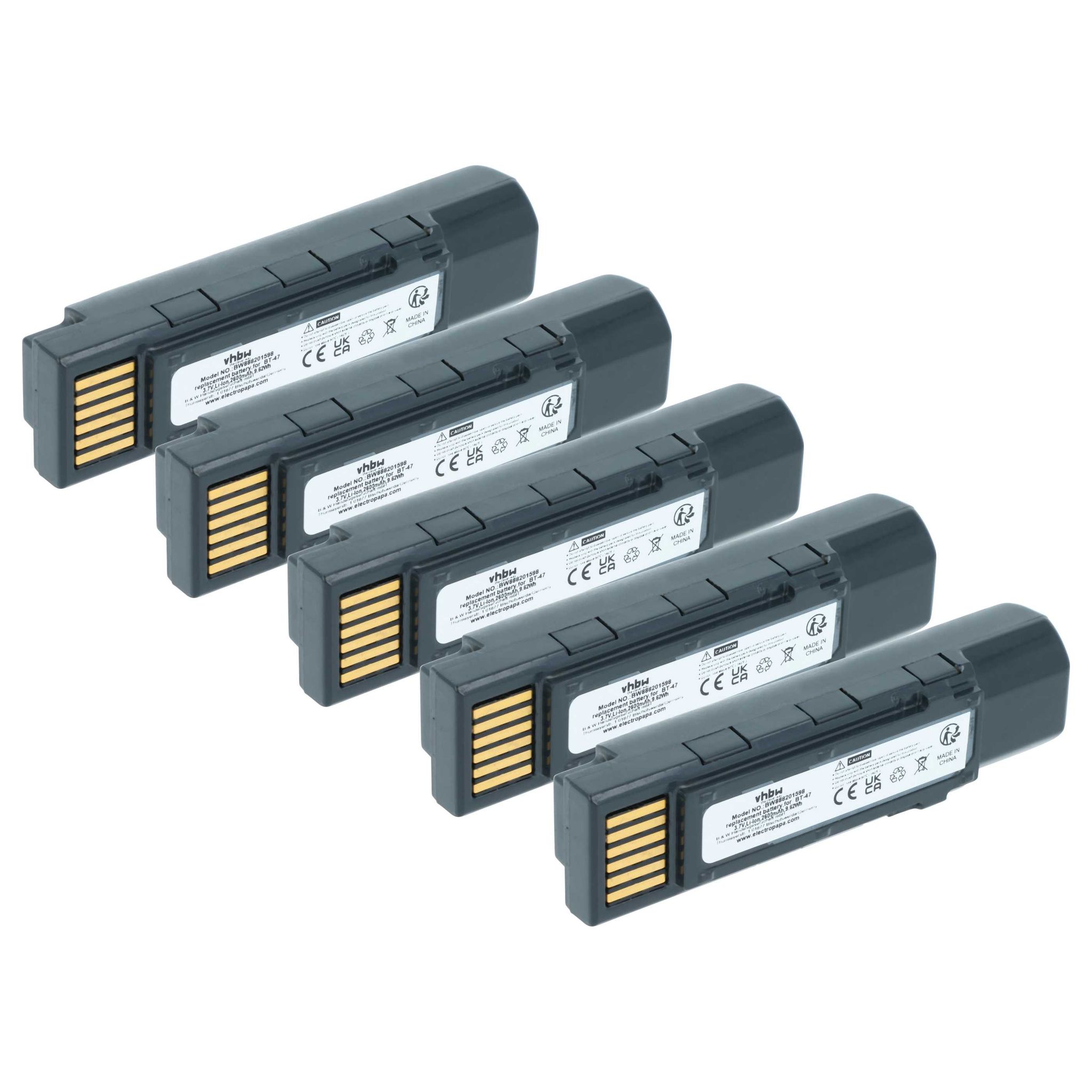 Vhbw 5x Akku Ersatz Für Datalogic Tw18050652 128004721, Bt-47, Rbp-gm45 Für Barcodescanner Pos (2600 Mah, 3,7 V, Li-ion)