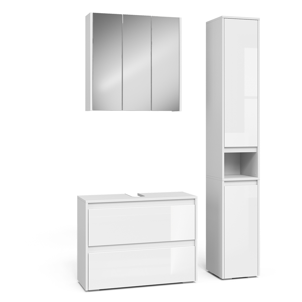 Badmöbel-set Majest, Weiß Hochglanz, 3-teilig, Vicco