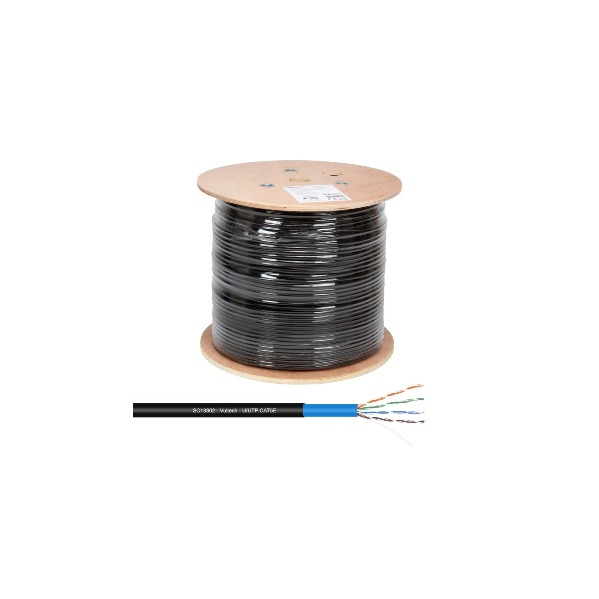 Vultech Lan Cat 5e Utp 24awg Pe Lszh Outdoor-kabel 100 Meter Schwarz