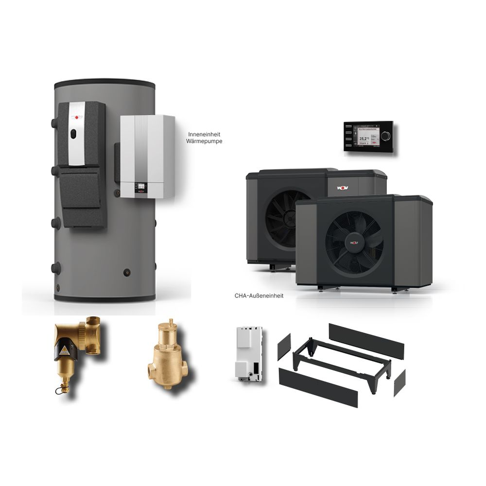 Wolf Paket Cha-20/24-400v Luft-wasser-wärmepumpe Monoblock, 9,7kw Bei A7/w35, R290, Inkl. Bm-2, Bsp-w-1000, Zubehör