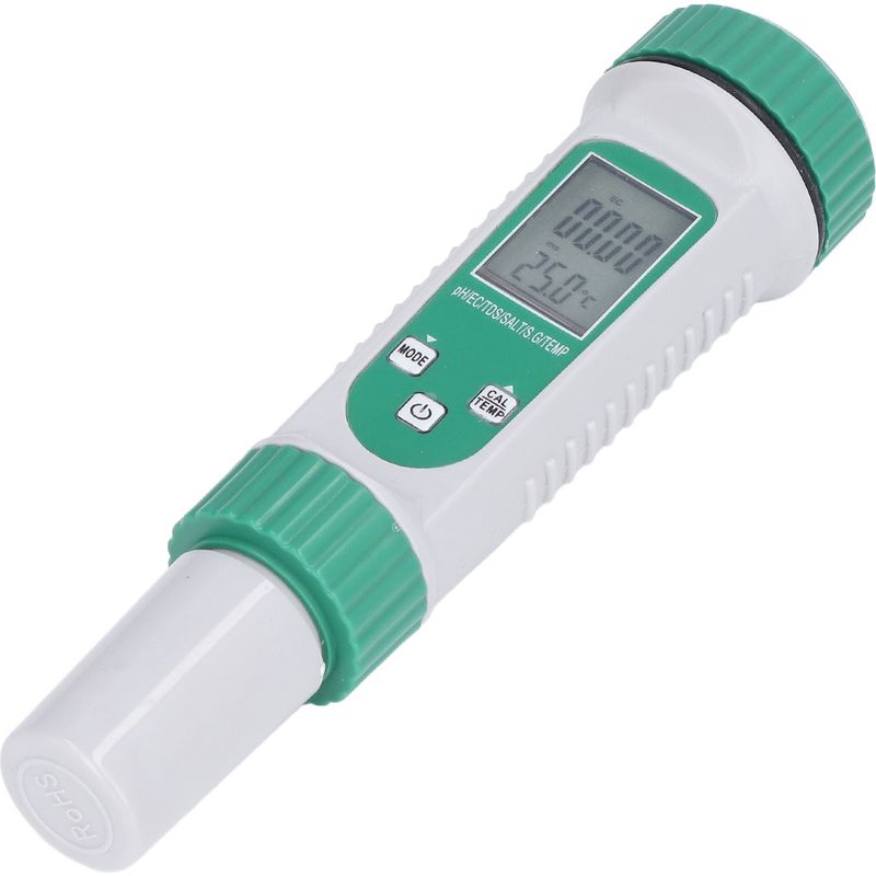6-in-1 Wasserqualitätstester: Ph-wert, Elektrische Leitfähigkeit, Gesamtfeststoffe, Salzgehalt, Dichte, Temperatur, Weißes, Hintergrundbeleuchtetes Lcd-display, Hohe Genauigkeit
