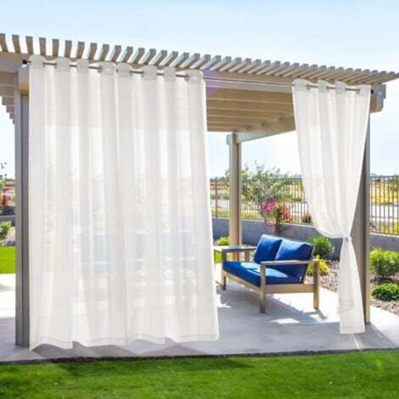 Wetterfeste Outdoor-vorhänge – 2er-set Für Terrassentüren, 134 X 210 Cm, Weiß, Uv-behandeltes Polyestergewebe
