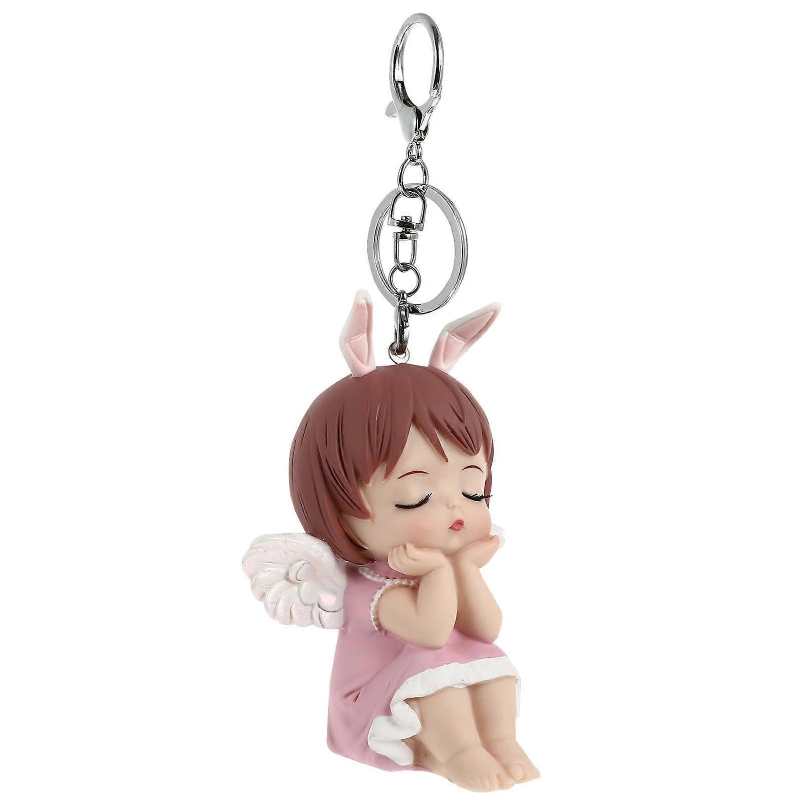 Engel-puppen-taschenanhänger, Bezaubernder Schlüsselanhänger, Handtaschenanhänger, Hängender Charm-10.5x7.5cm-pink