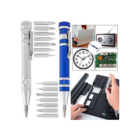 8-in-1 Multifunktions-mini-schraubendreher-stift Für Kamera, Fernseher Und Telefon (blau)