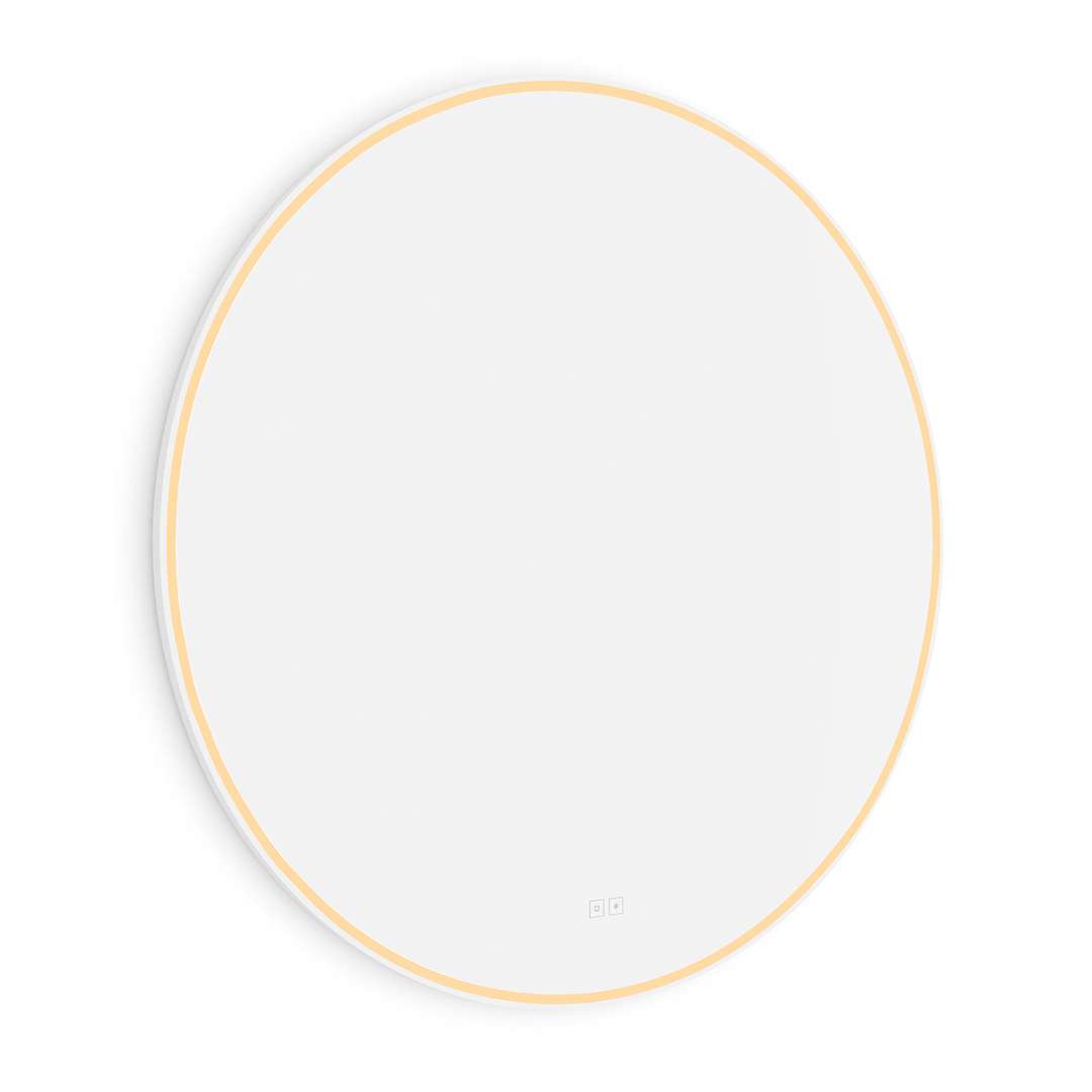 Nimco - Spiegel Mit Led-beleuchtung, Durchmesser 100 Cm, Zwei Berührungssensoren, Mattweiß Zpb 28004rvx-05