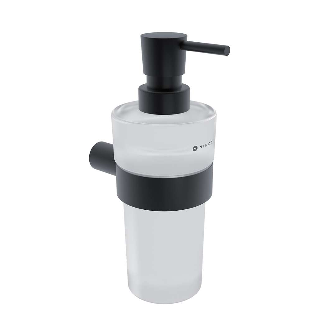 Nimco Bormo - Seifenspender Mit Halter, Glas/schwarz Matt Brc 11031w-t-90