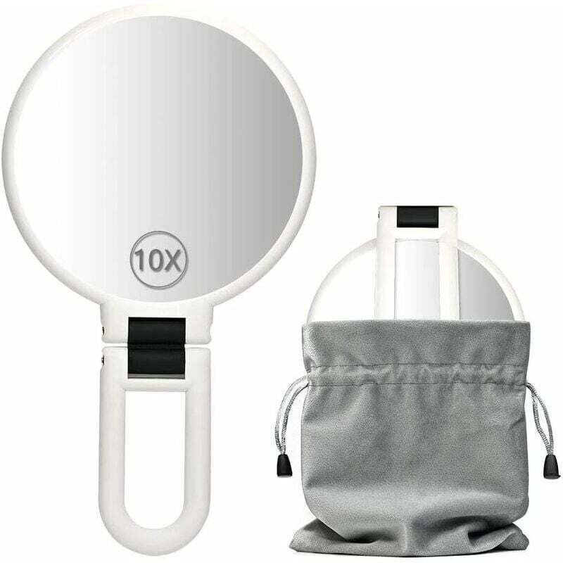 Handspiegel – 10-fache & 1-fache Vergrößerung Mit Ständer – Für Make-up, Mitesser & Komedonen – 13 Cm, Silber