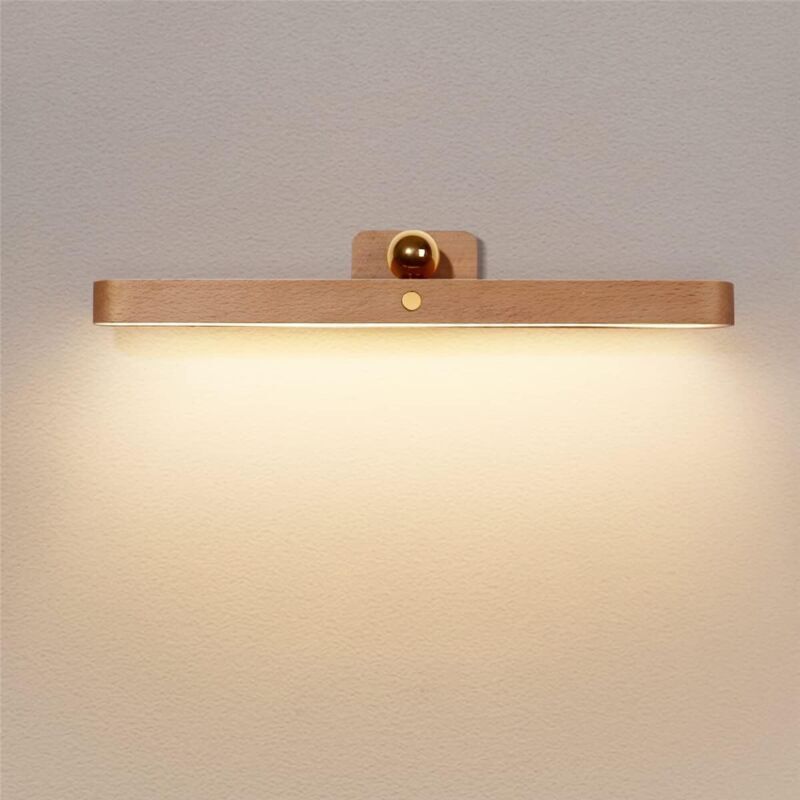 Led Holz-wandleuchte – Dimmbare Nachtlicht Mit Touch-schalter, Wiederaufladbar – Für Schlafzimmer, Küche & Flur