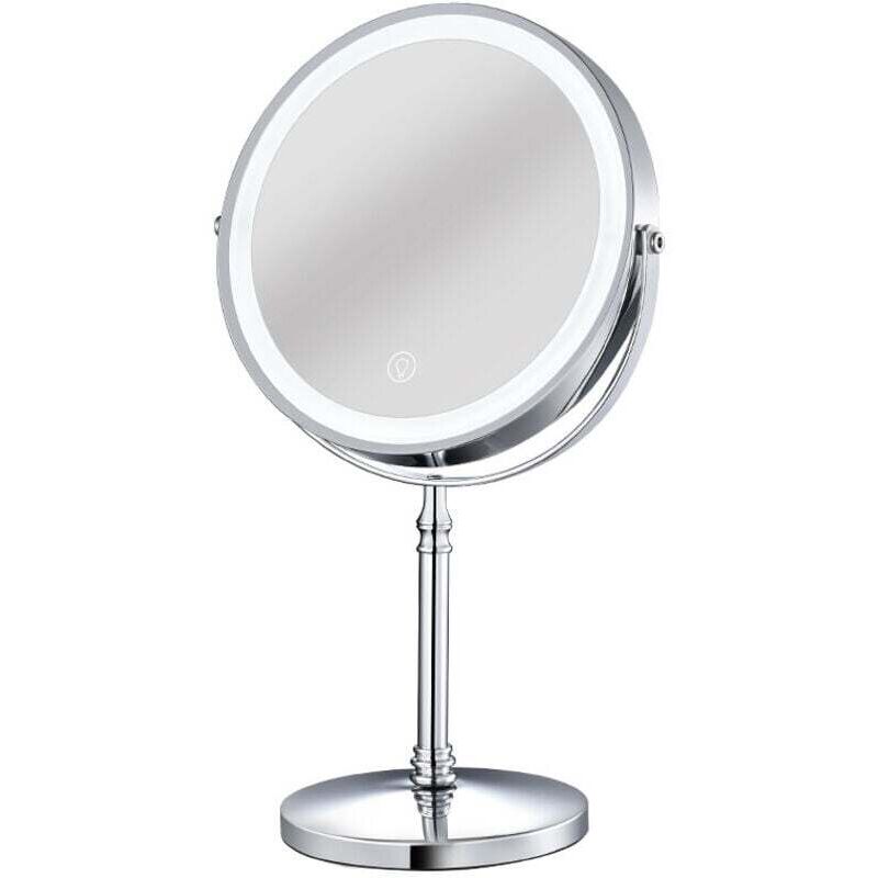 Led-kosmetikspiegel – 2000 Mah Akku, 3 Lichtfarben, 1-fach & 10-fach Vergrößerung – 360° Drehbar, Dimmbar