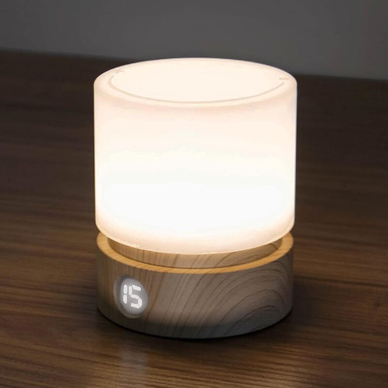 Nachtlicht Mit Timer – Kleine Tischlampe In Holzoptik, Dimmbar, Batteriebetrieben & Wiederaufladbar – Für Kinderzimmer & Babyzimmer