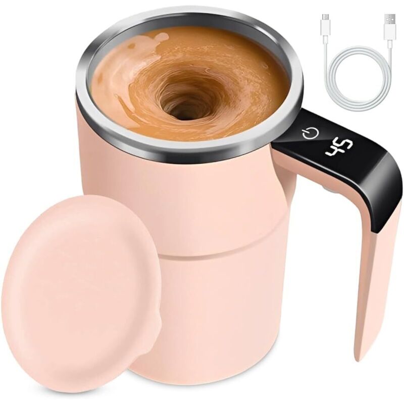 Automatischer Mixbecher Aus Edelstahl – Für Kaffee, Tee, Heiße Schokolade, Milch, Kakao & Proteinpulver – Modell 2 – Rosa