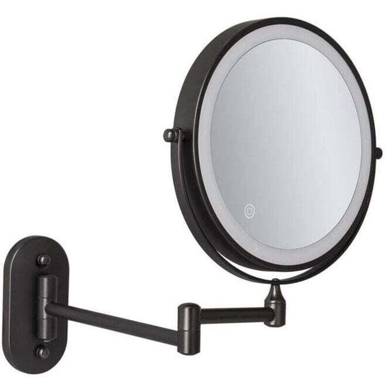 Led-wandspiegel – 8 Zoll, Usb Wiederaufladbar – 1-fache & 10-fache Vergrößerung – Schwarz