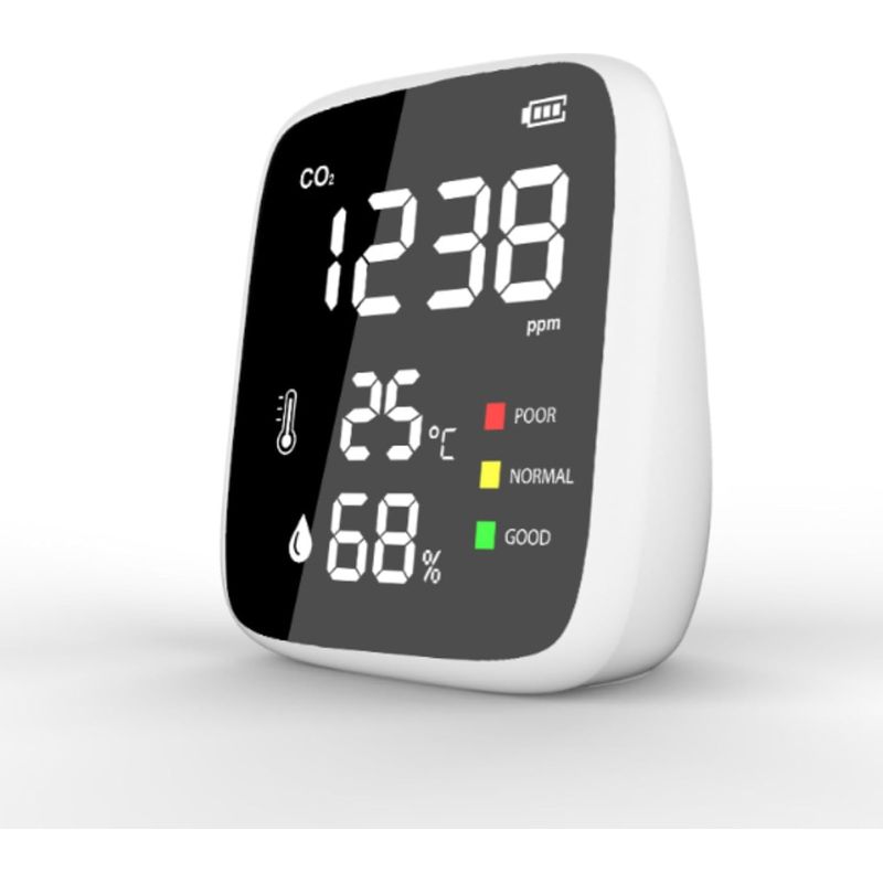 Co₂-messgerät, 3-in-1-luftqualitätsmonitor: Co₂-detektor, Temperatur, Luftfeuchtigkeit, 400–5000 Ppm-anzeige